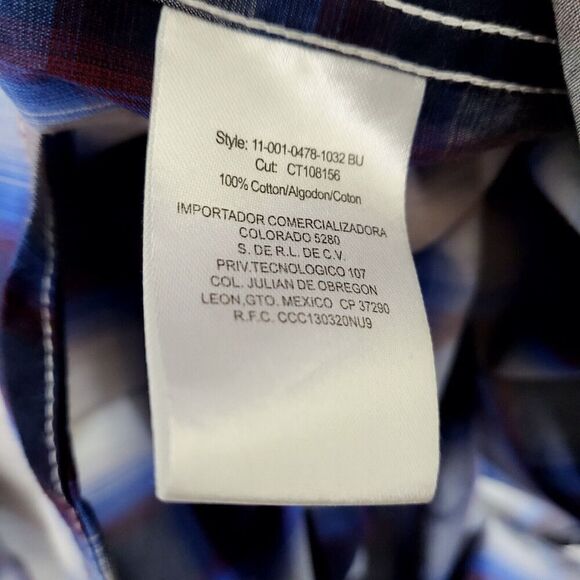 Stetson Western Shirt Ombre Plaid Blue Red Black Model 11-001-0478-1032 Men's S - Picture 9 of 14